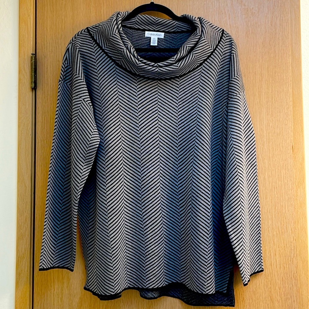 Calvin Klein Long Herringbone Chevron Sweater